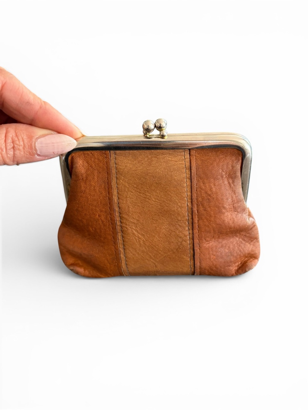 Vintage Buxton Tan Leather Kiss-Lock Coin Purse - Picture 7 of 14